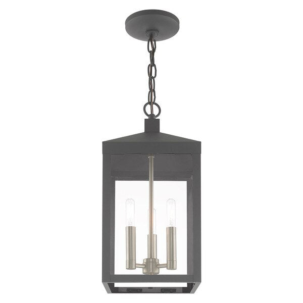 Nyack 3 Light Scandinavian Gray Outdoor Pendant Lantern