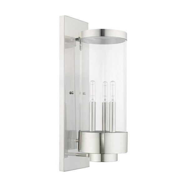 Hillcrest 3 Light Polished Chrome Outdoor Wall Lantern
