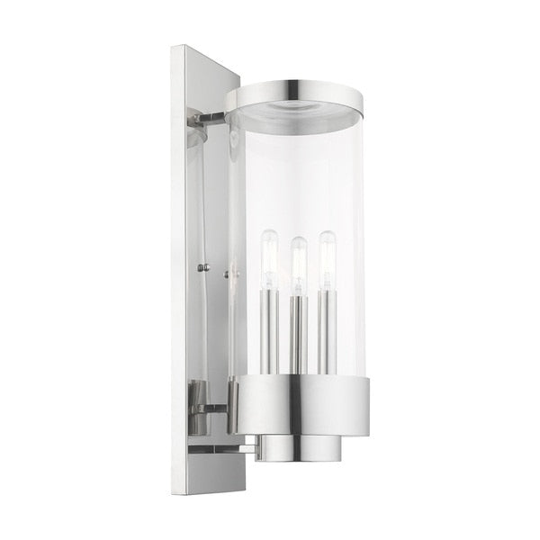 Hillcrest 3 Light Polished Chrome Outdoor Wall Lantern