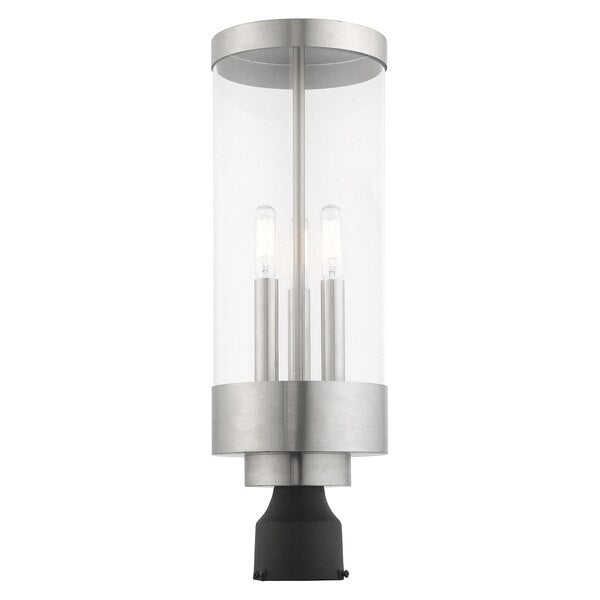 Hillcrest 3 Light Brushed Nickel Outdoor Post Top Lantern