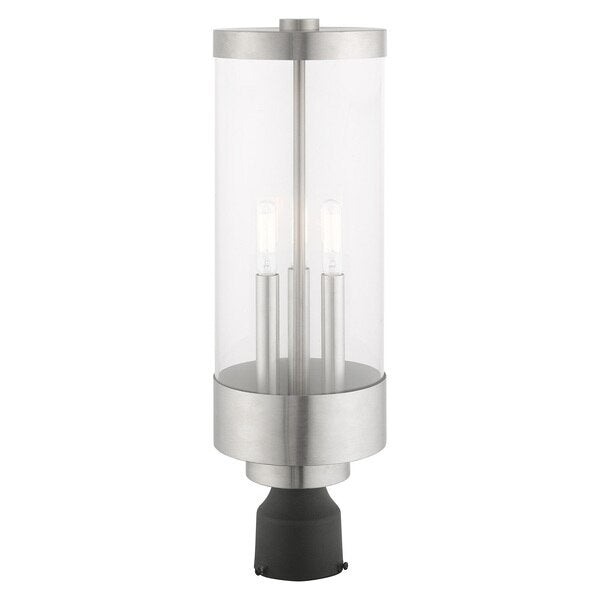 Hillcrest 3 Light Brushed Nickel Outdoor Post Top Lantern