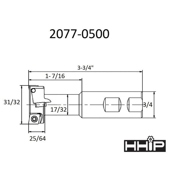 1/2 X 31/32 X 25/64 X 3/4 Indexable T-Slot Cutter