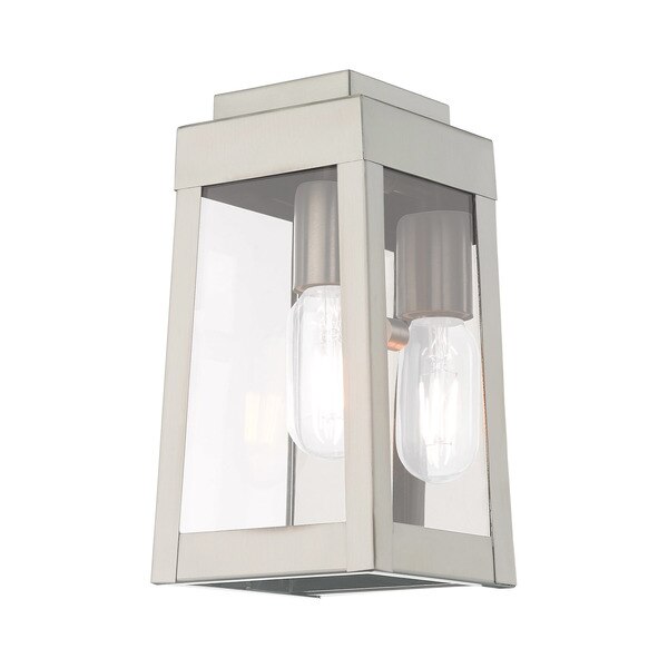 Oslo 1 Light Brushed Nickel Outdoor Wall Lantern