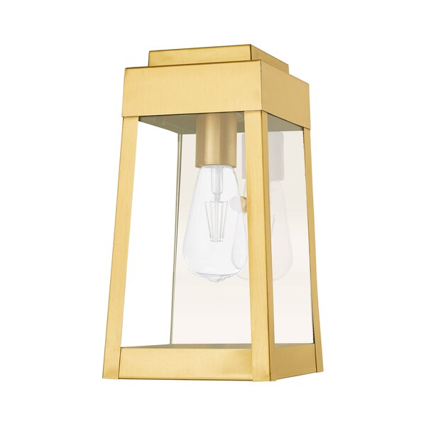 Oslo 1 Light Satin Brass Outdoor Wall Lantern