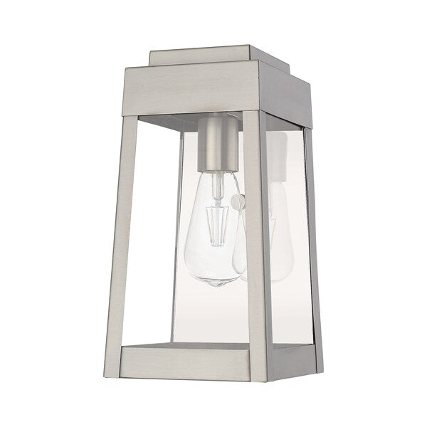 Oslo 1 Light Brushed Nickel Outdoor Wall Lantern