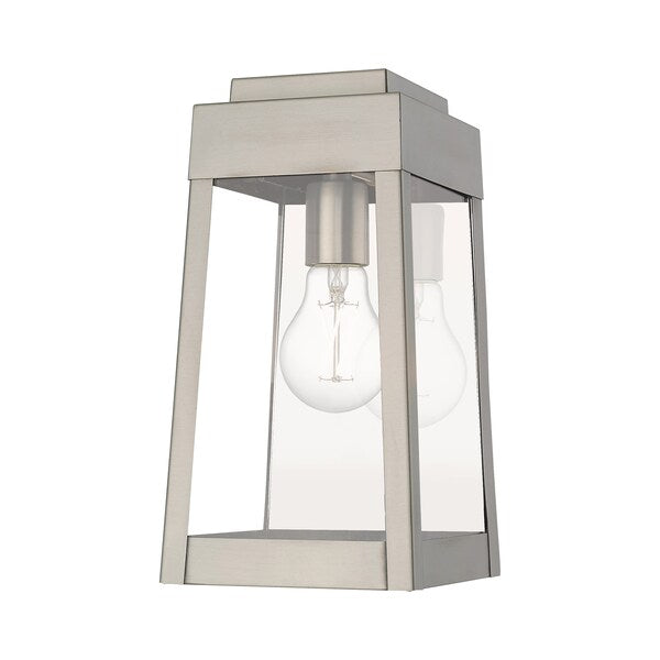 Oslo 1 Light Brushed Nickel Outdoor Wall Lantern