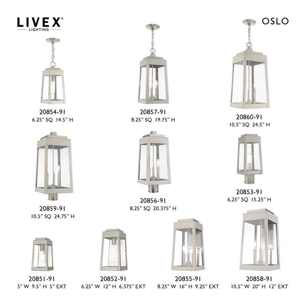 Oslo 1 Light Brushed Nickel Outdoor Wall Lantern