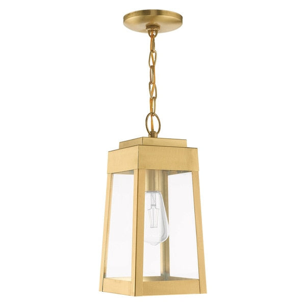 Oslo 1 Light Satin Brass Outdoor Pendant Lantern