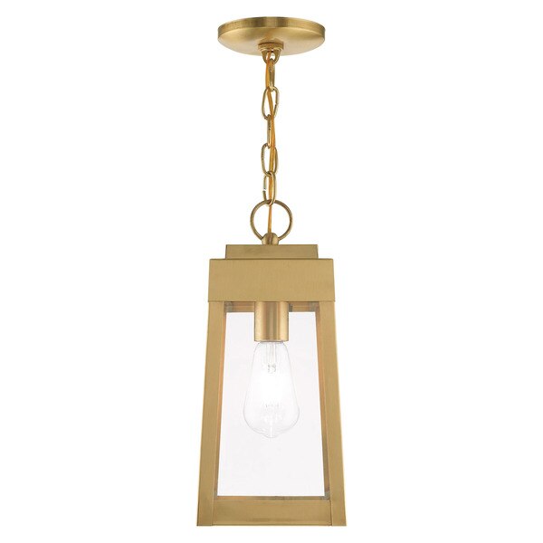 Oslo 1 Light Satin Brass Outdoor Pendant Lantern