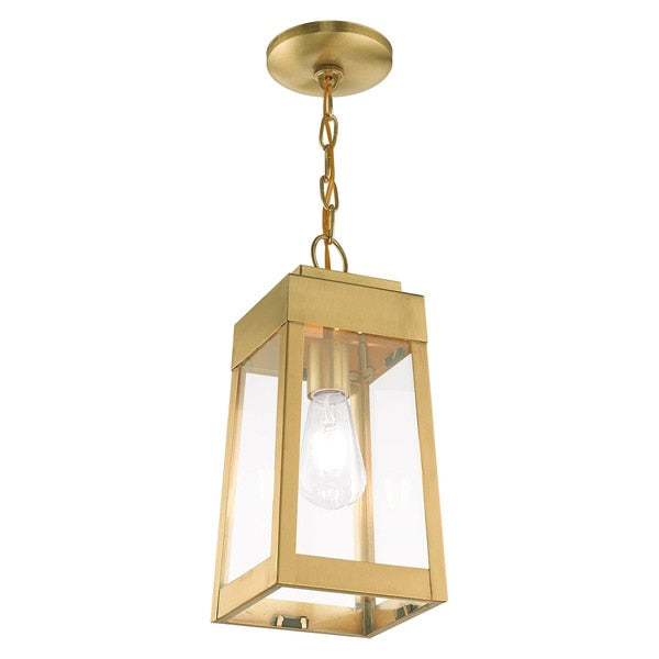 Oslo 1 Light Satin Brass Outdoor Pendant Lantern