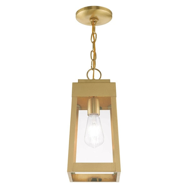 Oslo 1 Light Satin Brass Outdoor Pendant Lantern