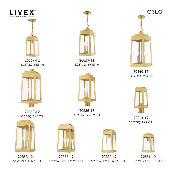 Oslo 1 Light Satin Brass Outdoor Pendant Lantern
