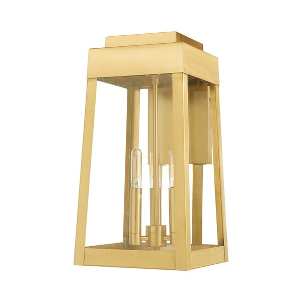Oslo 3 Light Satin Brass Outdoor Wall Lantern
