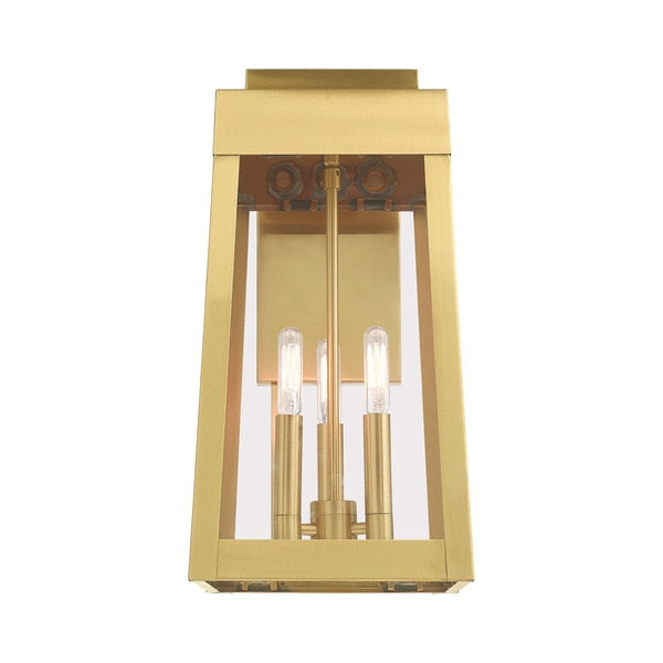 Oslo 3 Light Satin Brass Outdoor Wall Lantern