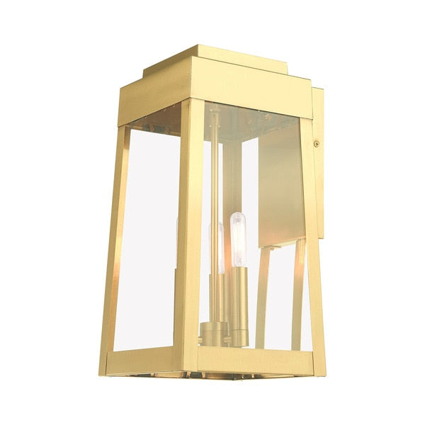 Oslo 3 Light Satin Brass Outdoor Wall Lantern