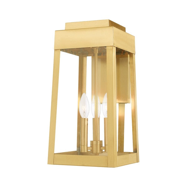 Oslo 3 Light Satin Brass Outdoor Wall Lantern