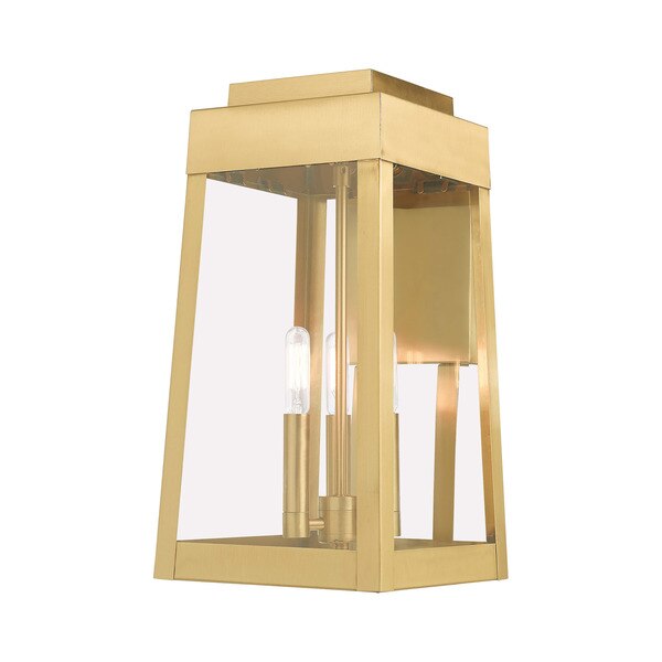 Oslo 3 Light Satin Brass Outdoor Wall Lantern