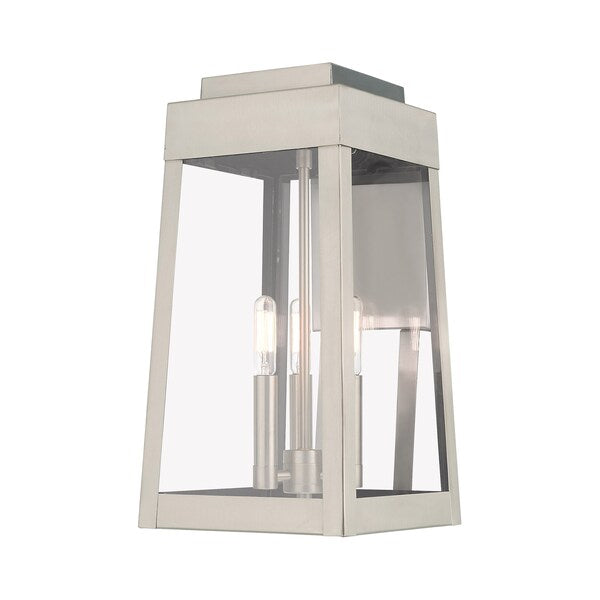 Oslo 3 Light Brushed Nickel Outdoor Wall Lantern