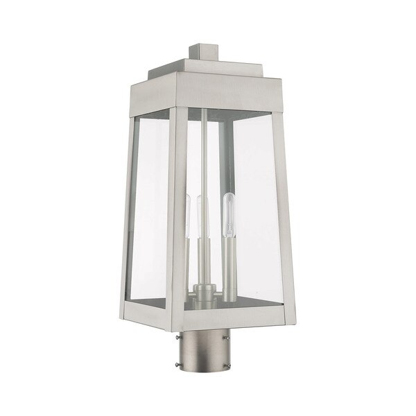 Oslo 3 Light Brushed Nickel Outdoor Post