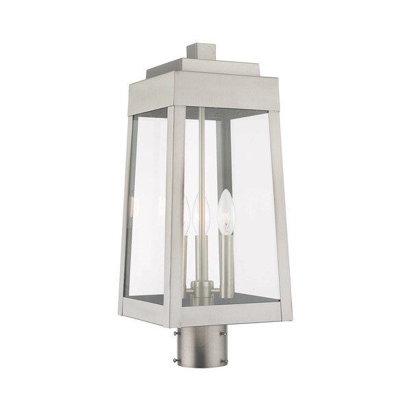 Oslo 3 Light Brushed Nickel Outdoor Post