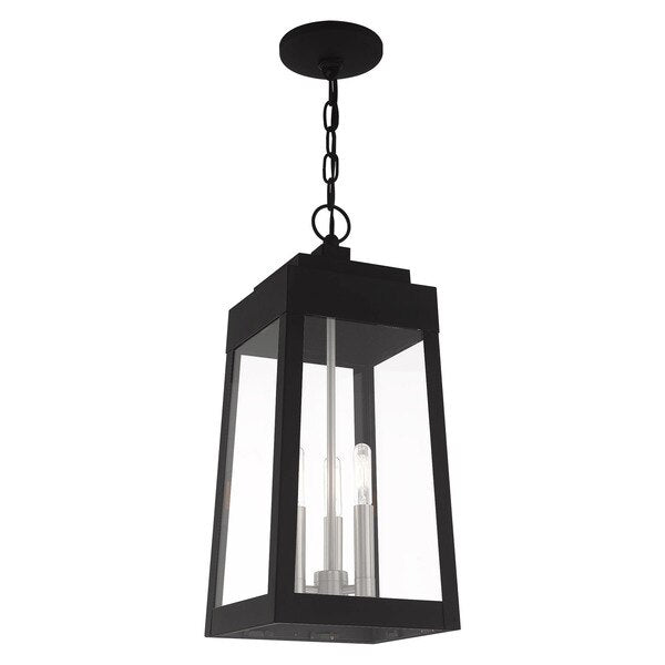 Oslo 3 Light Black Outdoor Pendant Lantern