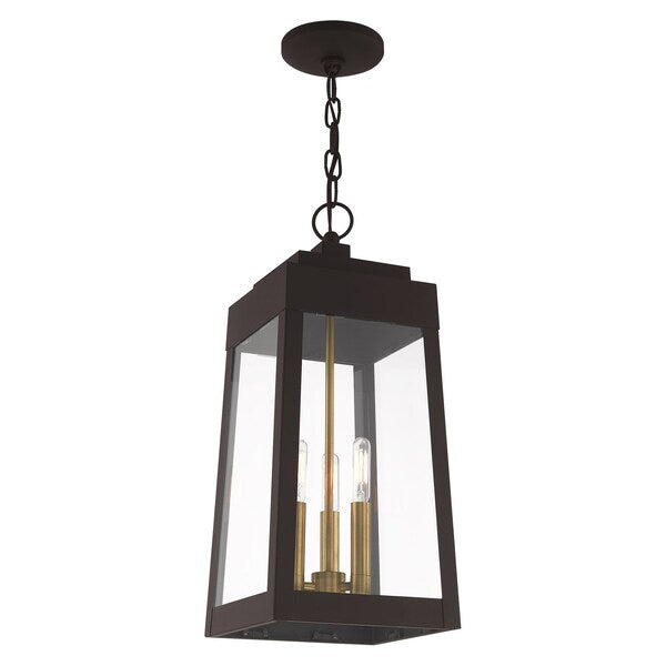 Oslo 3 Light Bronze Outdoor Pendant Lantern