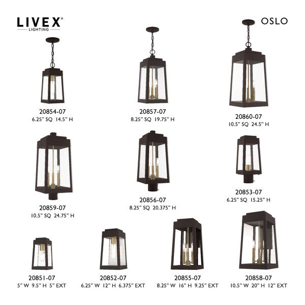 Oslo 3 Light Bronze Outdoor Pendant Lantern