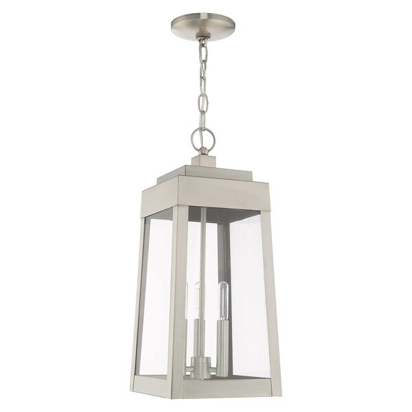 Oslo 3 Light Brushed Nickel Outdoor Pendant Lantern