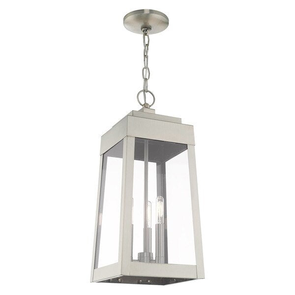 Oslo 3 Light Brushed Nickel Outdoor Pendant Lantern