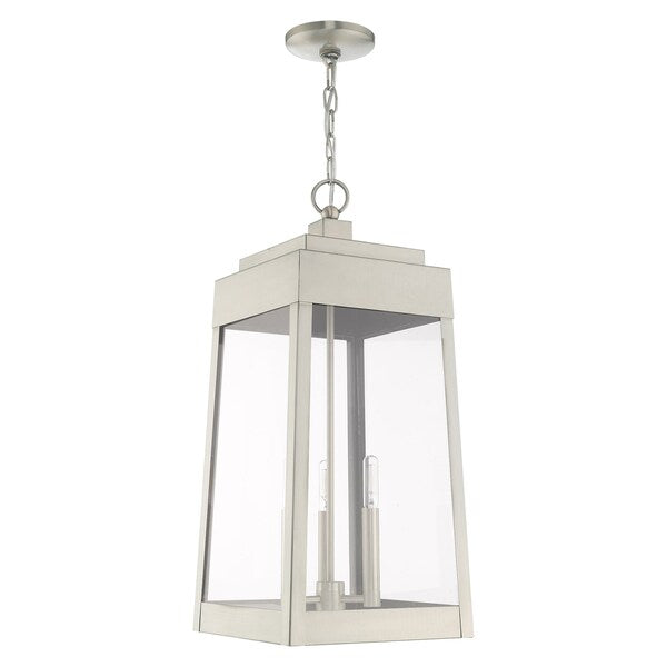 Oslo 3 Light Brushed Nickel Outdoor Pendant Lantern