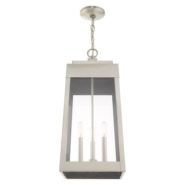 Oslo 3 Light Brushed Nickel Outdoor Pendant Lantern