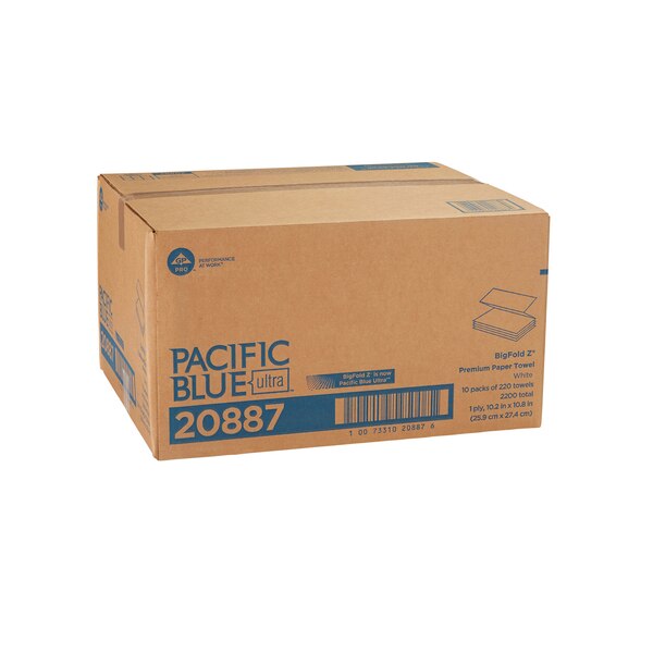 Pacific Blue Ultra Multifold Paper Towels, 1, 220, White, 10 PK