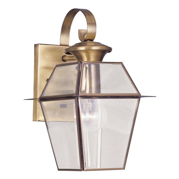 Westover 1 Light Antique Brass Outdoor Wall Lantern