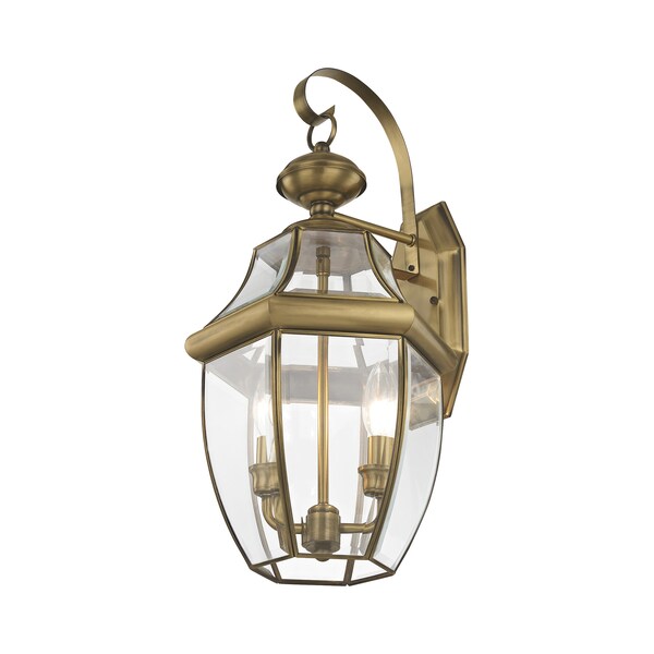 Monterey 2 Light Antique Brass Outdoor Wall Lantern