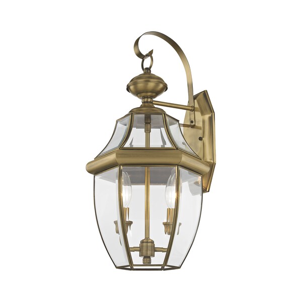Monterey 2 Light Antique Brass Outdoor Wall Lantern