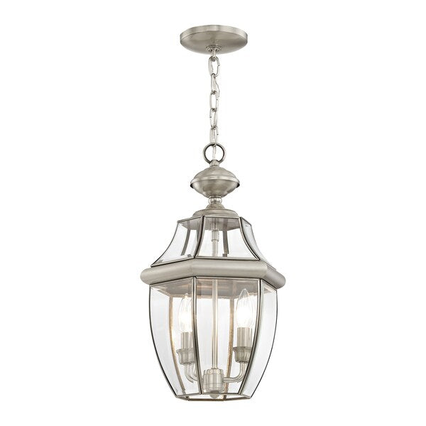 Monterey 2 Light Brushed Nickel Outdoor Pendant Lantern