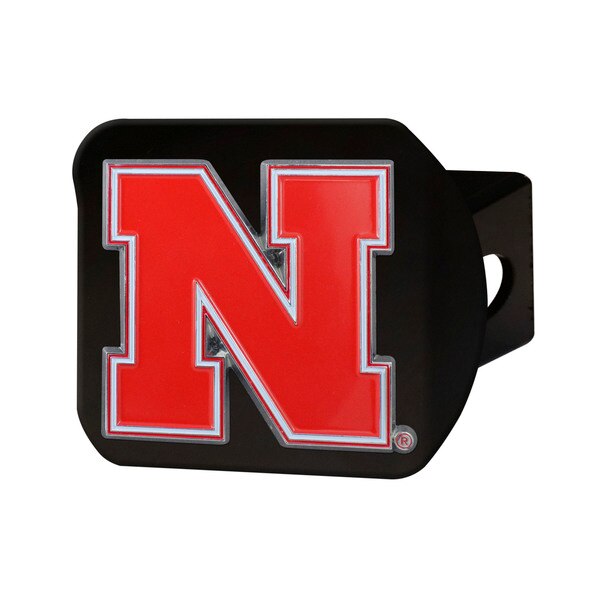 University of Nebraska Black Metal Hitch Cover, 3D Color Emblem