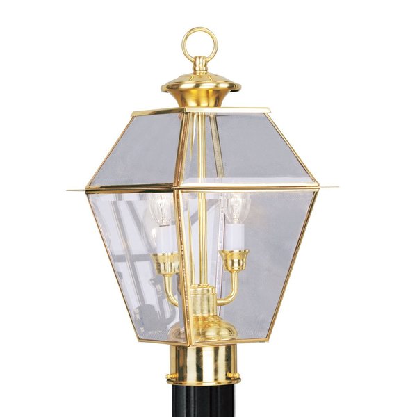 Westover 2 Light Polished Brass Outdoor Post Top Lantern