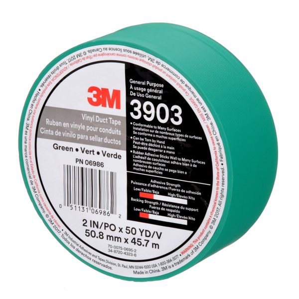 Duct Tape, 2 x 50 yd, 6.5 mil, Green, Vinyl