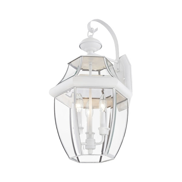 Monterey 3 Light White Outdoor Wall Lantern