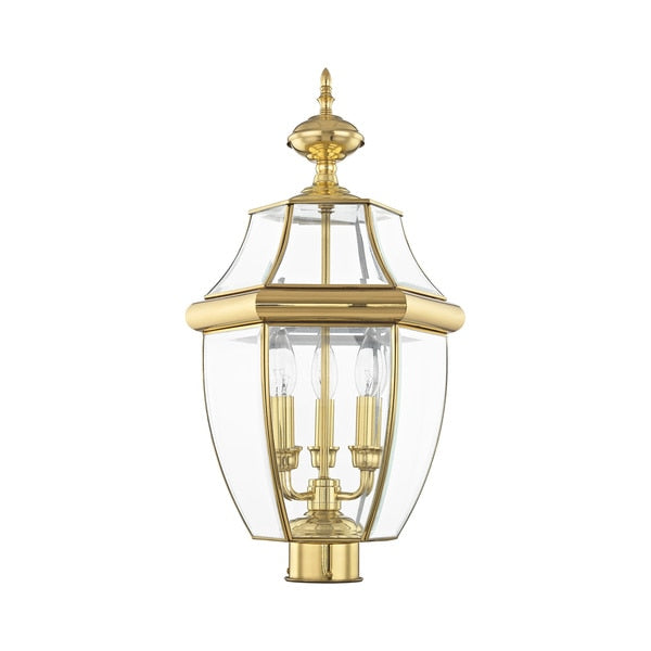 Monterey 3 Light Polished Brass Outdoor Post Top Lantern