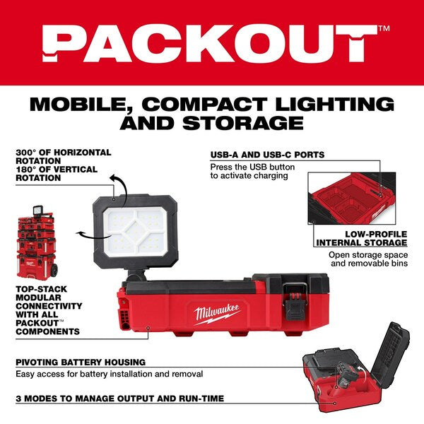 M12 PACKOUT Flood Light with USB Charger (Tool Only)