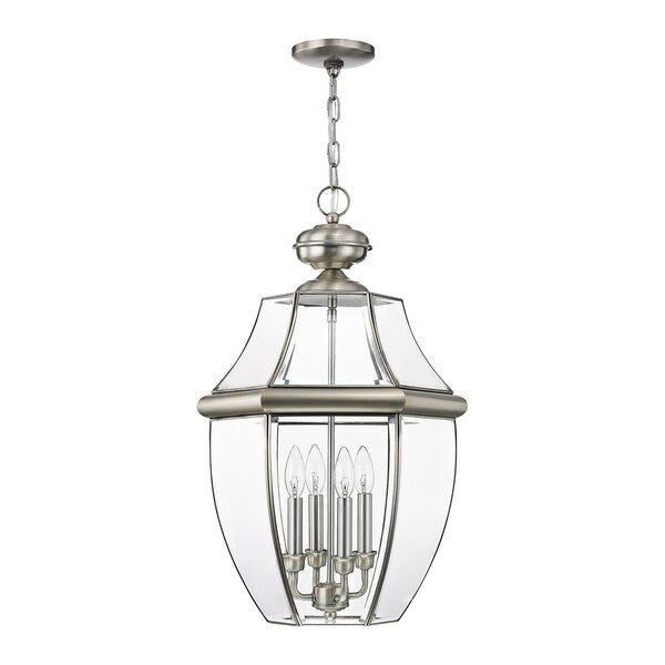 Monterey 4 Light Brushed Nickel Outdoor Pendant Lantern