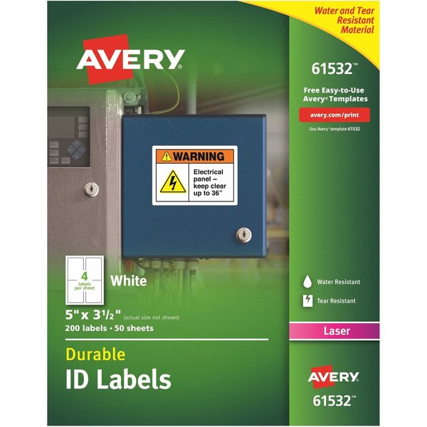 AveryÂ® Durable ID Labels with TrueBlockÂ® Technology, 61532, Laser, 5
