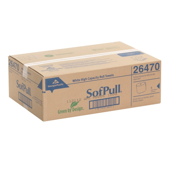 Soffpull Hardwound Paper Towels, 1, Continuous Roll, 1000 ft, White, 6 PK