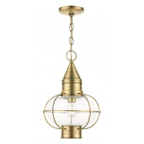 Antique Brass Outdoor Pendant Lantern, 1