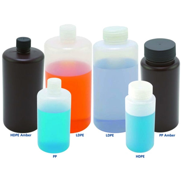 Amber HDPE Wide Mouth Bottles, w/65, PK6