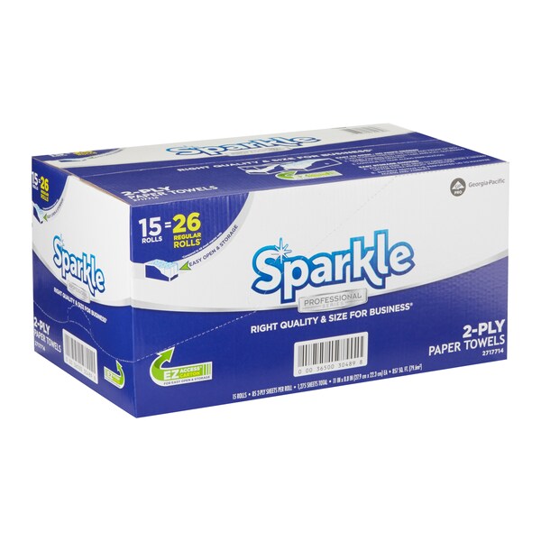 Sparkle Perforated Roll Paper Towels, 2, 85, 60 ft, White, 15 PK