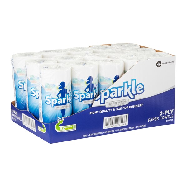 Sparkle Perforated Roll Paper Towels, 2, 85, 60 ft, White, 15 PK