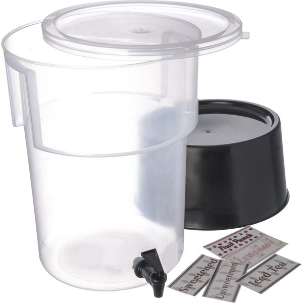 Round Dispenser w/Base, 5 gal., Black